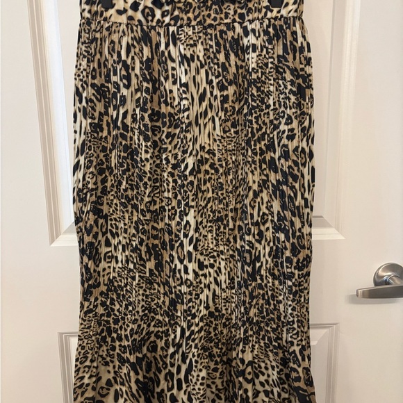 Cheetah print maxi pleated paper bag waist long skirt size L - Picture 2 of 9